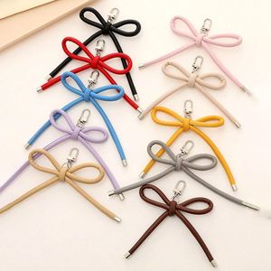 PU Leather Bow-shaped Pendant Butterfly Knot <b>Keychain</b> Colorful Light <b>Keychain</b> for Girls' Handbag Decor - Product Image 1