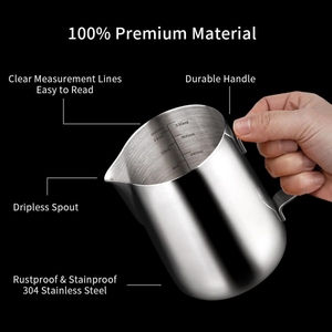 Brocca per <span class=keywords><strong>Latte</strong></span> in Acciaio Inox 304 con Beccuccio Anti-Goccia - Perfetta per Montare il <span class=keywords><strong>Latte</strong></span>, Accessorio per Macchine da Espresso e Caffettiere - Product Image 4