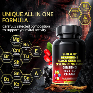 WELLBODY Berberine siyah tohum yağı kapsülleri Shilajit seylan tarçın Ginseng D3 + K2 Chaga yetişkinler için hamile kadınlar için değil - Product Image 2