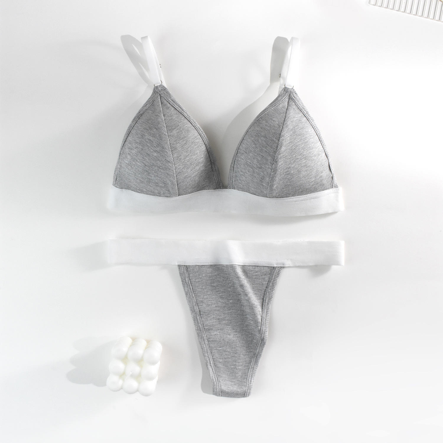 Wholesale New Sexy Thin Bra Panties Set Logo Printed Underwear for Ladies Women Everyday Underwear Vest Style Bra