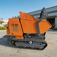 Mini-dumper sur chenilles de 1000 kg à moteur essence pour usage agricole, avec fonction de levage élevé, transporteur sur chenilles en caoutchouc pour plantations d'huiles de palme