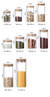 Bocal de rangement en verre borosilicate transparent épais avec couvercle en bambou pour aliments secs, épices, ustensiles de cuisine et fêtes – Vente en gros