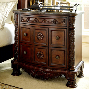 Juego de Dormitorio Americano de Lujo en Madera Maciza Tallada a Mano, Diseño Clásico Americano y Europeo, Cama King Antigua, Tamaños y Colores Personalizables - Product Image 3