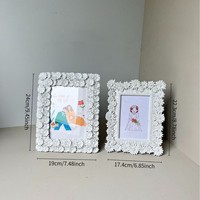 Double-Layer Daisy Resin Photo Frame Yellow & White 3D Relief Embossed DesignTabletop Display for Home Decor