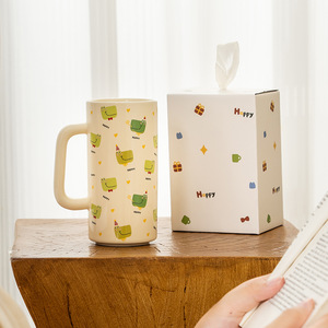 <b>Ceramic</b> Mug Purple Bow Pattern With Handle For Coffee Home Use - Product Image 4