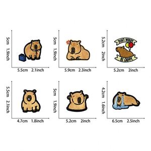 New Stock <b>Iron</b> on /self Sticker Embroidered Cute Capybara Patch for T-shirt Hoodies Hat Decoration - Product Image 3