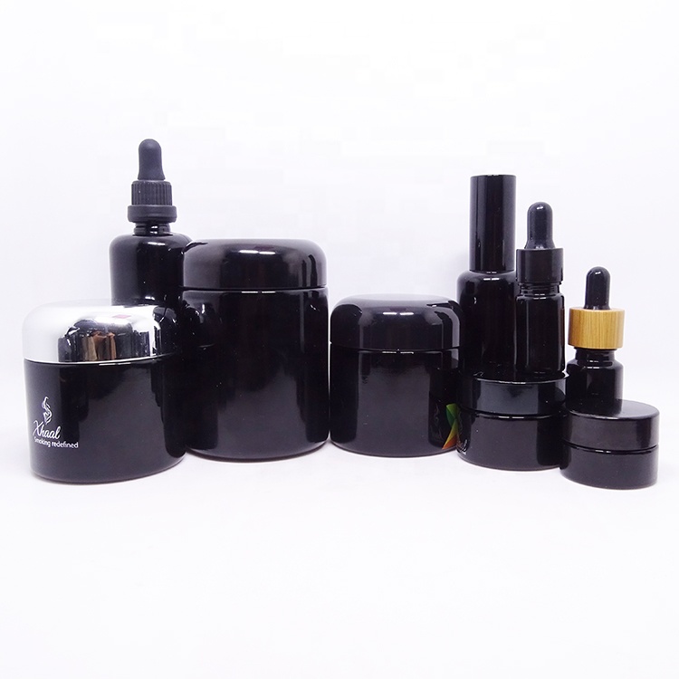 100 мл, 200 мл, темные фиолетовые стеклянные бутылки, косметические бутылки для крема для лосьона, Черная Стеклянная банка для УФ-лампы