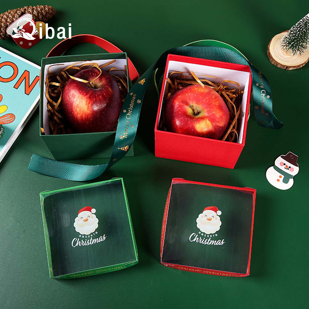 Qibai, Рождественская ручная коробка для яблок, оптовая продажа, прозрачная подарочная коробка, пустая коробка для конфет, подарочная упаковка