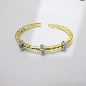 wholesale plata 925 <b>Silver</b> 18k Gold Plated adjustable <b>Cuff</b> <b>Bracelet</b> Classic Everyday Wear hip hop Round Brilliant Cut <b>bracelets</b> - Product Image 1