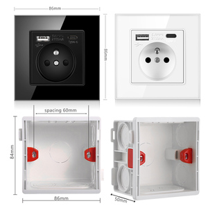Panel de cristal de 86x86mm, enchufe francés con 1 USB y 1 puerto de carga <span class=keywords><strong>TPC</strong></span> - Product Image 5
