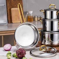 Ensemble de casseroles de cuisine en acier inoxydable sur mesure en gros, ensemble de casseroles et poêles antiadhésives, 8 pièces, ensembles de batterie de cuisine