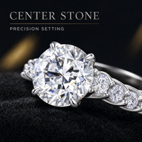 Bague en Moissanite Argentée, Coupe Ronde, Six Griffes, Tige Torsadée, Bijou de Fiançailles et de Mariage pour Femme, Cadeau Nuptial