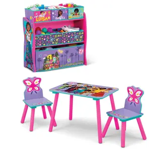סטים ריהוט לילדים סיטונאים 4 חלקים חדר משחקים פעוטות עץ עמיד לשולחן סט כסאות