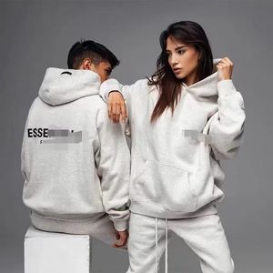Hoodie Oversize Stretch Bahan Flocking Warna Oatmeal Terang dan Gelap, Desain 3D Silikon, Koleksi Esensial Mewah Musim Semi/Panas 2022 - Product Image 6