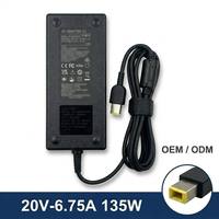 Adaptor Daya AC DC Tahan Api 135W PD 3.0 20V 6.75A Pengisi Daya Laptop Ujung Persegi Kuning untuk Legion Y530/Y540/ThinkPad P50-P53