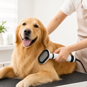 Sèche-<span class=keywords><strong>cheveux</strong></span> et brosse lissante 2-en-1 de luxe en plastique pour animaux de compagnie, température réglable pour petits chiens, alimentation par charge, utilisation facile - Product Image 2