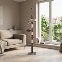 Arbre à chat en gros, de sol à plafond, avec poteau en sisal et 4 plateformes pour grands chats, OEM/ODM, emballage carton, design minimaliste