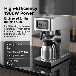 Cafetera Comercial para Hotel, Cafetera de Goteo Eléctrica de Acero Inoxidable, Automática, para Hostelería - Product Image 5