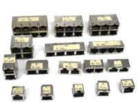 Conector Ethernet LITE 2x4 RJ45 Hembra con Entrada Inferior, Carcasa PA46, Blindado, 8P8C, Cat5, Cat5e, Cat6, Cat7, Contactos 3u Chapados en Oro
