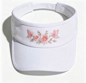 Gorra Deportiva con Visera Bordada, Diseño de Mariposa y Flores Rosas, Protección UV, Ajustable, para Golf, Tenis, Playa y Sol - Product Image 4