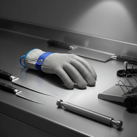 Gants de travail de sécurité en maille métallique à cinq doigts en acier inoxydable 304, durables et antirouille