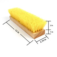 Brosse de nettoyage de sol innovante et écologique en bois massif naturel, robuste, pour éliminer la saleté, avec poignée ergonomique en PP jaune