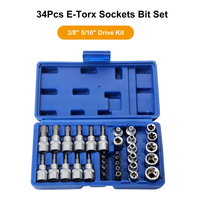 T10 T20 T30 T40 T45 T50 T55 Outil de douille Torx Cr-v 1/2 "3/8" Outil de réparation de voiture à entraînement carré à cliquet