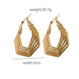 Ensemble de bijoux de créateurs tendance, boucles d'oreilles créoles en acier inoxydable plaqué or 18 carats, imperméables, pour femmes - Product Image 2