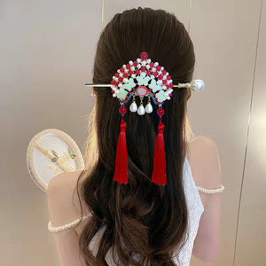 Pasador de Pelo Hanfu Chino Hecho a Mano, Accesorio Floral para el Cabello con Borlas Largas para Mujeres y Niñas, Estilo Antiguo, Palillo para el Cabello, Accesorios para el Cabello - Product Image 4