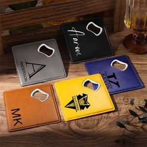High Quality Promotional Gift Custom logo Stainless Steel Leather Coffee <b>Coaster</b> Bottle Opener Cocktail <b>Beer</b> Bottle Openers - Product Image 5