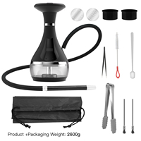 Kit complet de chicha électronique rechargeable de luxe : Chicha électrique chauffée à écran tactile LED, outil de fumage sans charbon