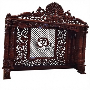 Templo/Mandir Moderno de Madera de Teca Tallada con Base Abierta, Unidad de Pooja Hindú de Madera de Teca al por Mayor, Templo de Madera Sagwan de Gran Tamaño para el Hogar - Product Image 1