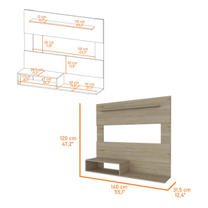 Floating Entertainment Center For <b>Tv</b> Up To 55 Inch One Upper <b>Shelf</b> Two Lower <b>Shelves</b> <b>Wall</b> <b>Mount</b> Storage Unit - Product Image 2