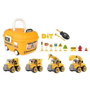 Ensemble de camions de construction urbaine et de sauvetage incendie éducatifs pour enfants, à assembler soi-même, avec boîte de rangement, pour le développement de la motricité fine - Product Image 1