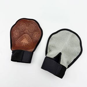 Gants de toilettage pour animaux de compagnie, pour chats et chiens, double face, réglables, taille unique, noir et marron - Product Image 4