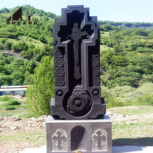 Monument funéraire en <span class=keywords><strong>pierre</strong></span> naturelle de granit gris et blanc, design moderne personnalisé QUYANG, avec inscription pour parc et tombe. - Product Image 3