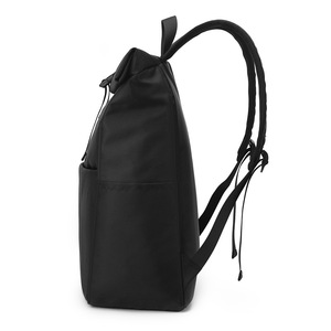 Laptop <b>Backpack</b> <b>Large</b> Capacity 20-35L Rolled Flap Unisex Black Solid Color Business Travel <b>Backpack</b> - Product Image 2