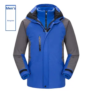 Veste de randonnée unisexe imperméable coupe-vent d'hiver deux pièces trois en un imperméable fermeture à glissière logo imprimé - Product Image 1