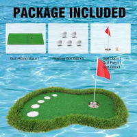 Tapis de golf flottant pour piscine, en gazon artificiel, avec drapeau et coupelle, pour jeu de golf extérieur
