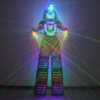 Costume de Robot LED Pleine Couleur, Tenue Lumineuse sur Échasses, Vêtements Scéniques, Veste Lumineuse, Gants Laser, Casque Illuminé de Style Predator
