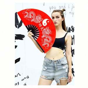 Grand éventail pliant en tissu nylon pour le Kung Fu et le Tai Chi, éventail décoratif personnalisé en bambou, grand éventail à claquettes - Product Image 5