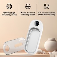 Pembersih Ultrasonik Mini Portabel 45kHz 14W dari Baja Tahan Karat 304 untuk Perhiasan, Kacamata & Jam Tangan - Bertenaga Baterai Kapasitas 440ml