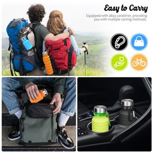 Bouteille d'eau réutilisable en silicone de qualité alimentaire, gobelet pliable en silicone souple, gobelet d'eau en silicone pour la gym et les voyages - Product Image 6
