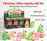 Joyeux Noël Jouet Squishy Scintillant Père Noël Bonhomme de Neige Arbre Figurine Transparente Douce à Presser Sensorielle Anti-Stress Cadeaux
