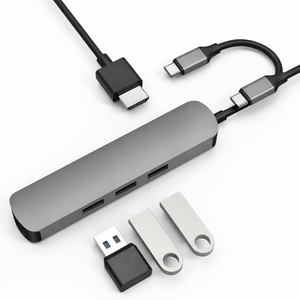 ฮับ USB-C <span class=keywords><strong>4</strong></span>-in-1 ยี่ห้อ SYONG พร้อมพอร์ต Gigabit Ethernet, RJ45 1000Mbps + พอร์ต USB 3.0 จำนวน 3 พอร์ต, อะแดปเตอร์ Type-C วัสดุอะลูมิเนียมสำหรับแล็ปท็อป ทีวี พีซี คอมพิวเตอร์ - Product Image 1