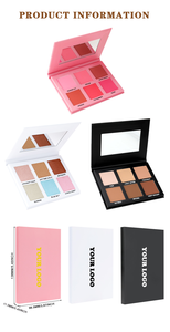 พาเลทท์ไฮไลท์เตอร์ คอนทัวร์ บลัชออน แบบอัดแข็ง สีชัด ติดทนนาน 6 สี สำหรับ DIY - Product Image 6