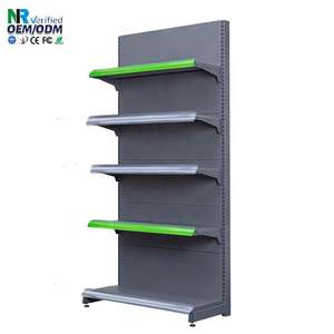 رف عرض المنتجات متعدد الطبقات (3/4/5 طبقات) من الخشب والمعدن، رفوف سلكية متينة لعرض الفواكه والكتب في المتاجر - Product Image 1