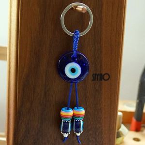 Portachiavi Artigianale Turco con Occhio di Nazar Blu, Accessorio da Appendere per Auto, Ciondolo Amuleto Portafortuna in Vetro - Product Image 4
