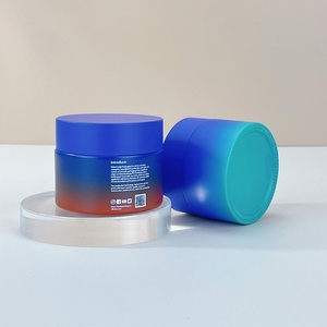 <b>Empty</b> Personalized Skincare Cream <b>Jar</b> 50g Blue Gradient Glass Cosmetic <b>Jars</b> Face Eye Skin Cream Packaging <b>Jar</b> With Plastic Lid - Product Image 4