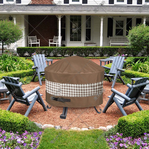 Housse de protection ronde pour barbecue, motif grille café, imperméable, accessoire de protection extérieure pour patio, cuisine domestique, cuisson et barbecue - Product Image 4